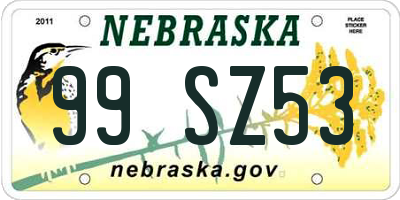 NE license plate 99SZ53