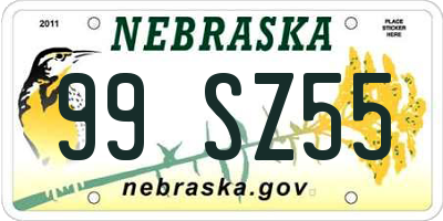 NE license plate 99SZ55