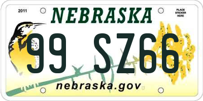 NE license plate 99SZ66