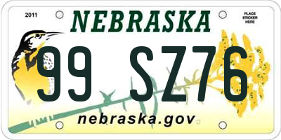 NE license plate 99SZ76