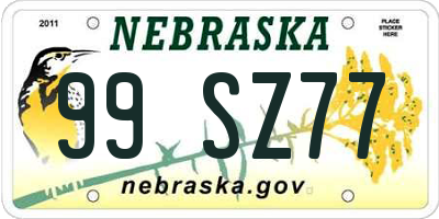 NE license plate 99SZ77