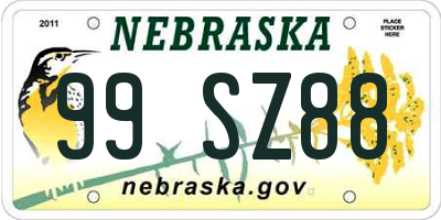 NE license plate 99SZ88
