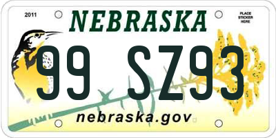 NE license plate 99SZ93