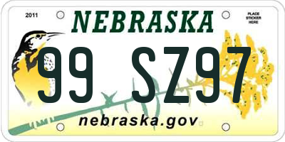 NE license plate 99SZ97