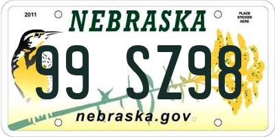 NE license plate 99SZ98