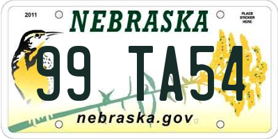 NE license plate 99TA54