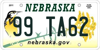 NE license plate 99TA62