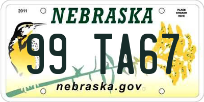 NE license plate 99TA67
