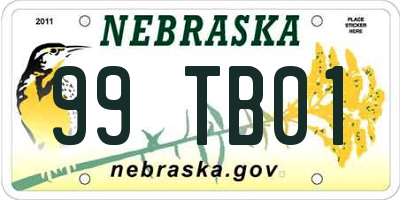 NE license plate 99TB01