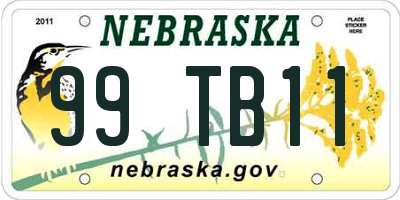 NE license plate 99TB11