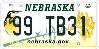 NE license plate 99TB31