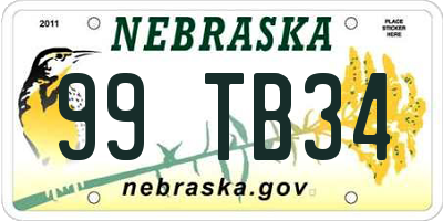 NE license plate 99TB34