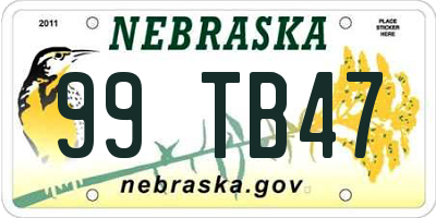 NE license plate 99TB47