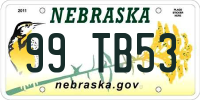 NE license plate 99TB53