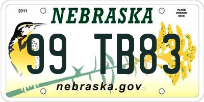 NE license plate 99TB83