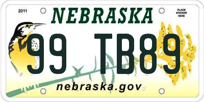 NE license plate 99TB89