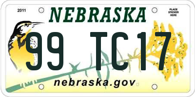 NE license plate 99TC17