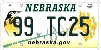 NE license plate 99TC25