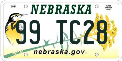 NE license plate 99TC28