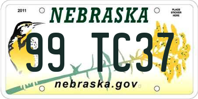 NE license plate 99TC37