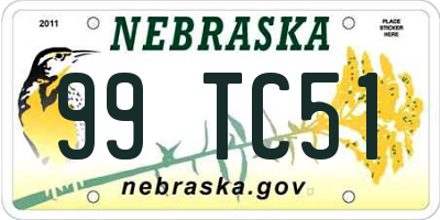 NE license plate 99TC51