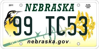 NE license plate 99TC53