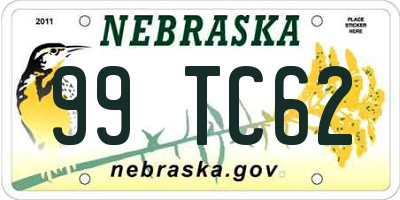 NE license plate 99TC62