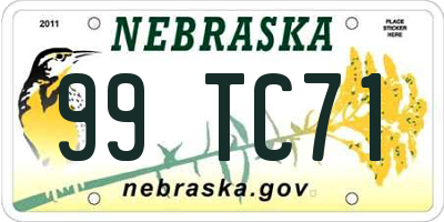 NE license plate 99TC71