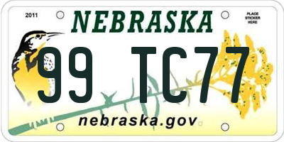 NE license plate 99TC77