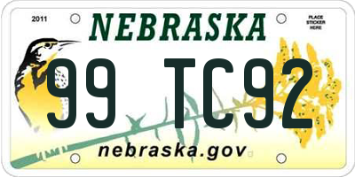 NE license plate 99TC92