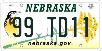 NE license plate 99TD11