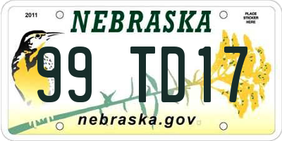 NE license plate 99TD17