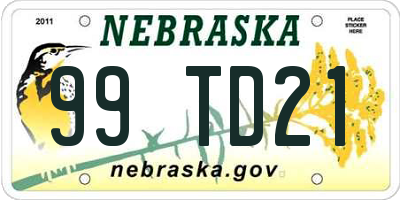 NE license plate 99TD21