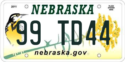 NE license plate 99TD44