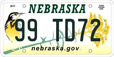 NE license plate 99TD72