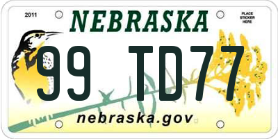 NE license plate 99TD77