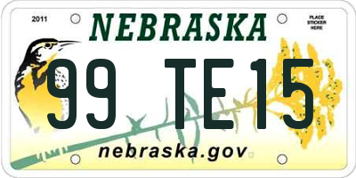 NE license plate 99TE15