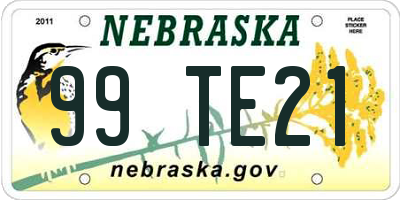 NE license plate 99TE21