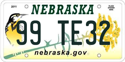 NE license plate 99TE32