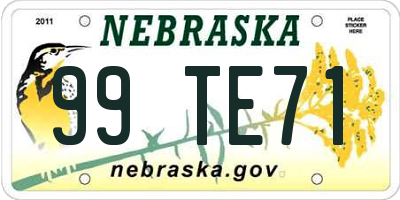 NE license plate 99TE71