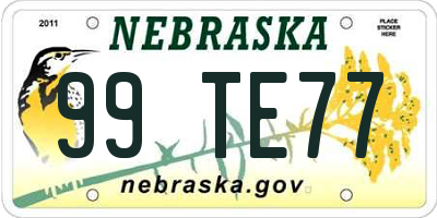 NE license plate 99TE77