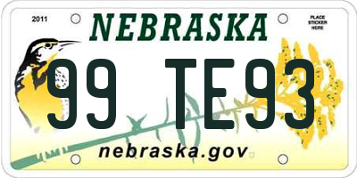 NE license plate 99TE93