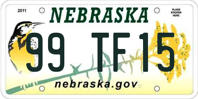 NE license plate 99TF15