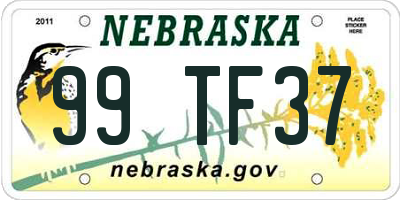 NE license plate 99TF37