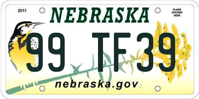 NE license plate 99TF39