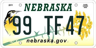 NE license plate 99TF47