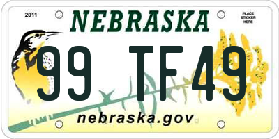 NE license plate 99TF49