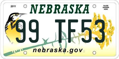NE license plate 99TF53