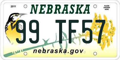 NE license plate 99TF57