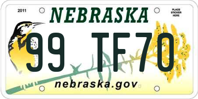 NE license plate 99TF70